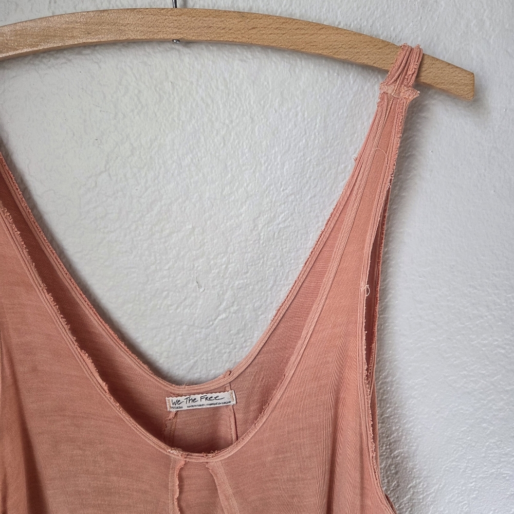 Free People We The Free Sz M Cami Tank Top Raw Edge Orange Stretch 100%Viscose - Picture 4 of 13